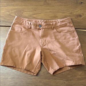 Timoteo Men's Tan Brown Stretch Short Shorts — Classic Five-Pocket Casual